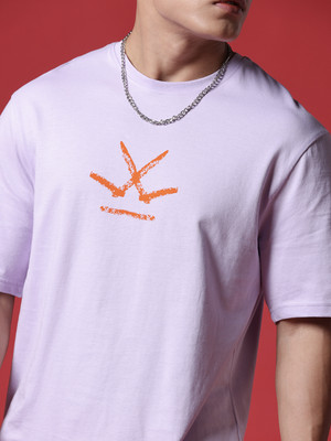 WROGN Printed, Typography Men Round Neck Purple T-Shirt