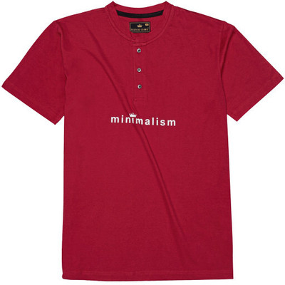 french crown Printed, Typography Men Round Neck Red T-Shirt