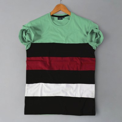 Lauren Adams Colorblock Men Round Neck Multicolor T-Shirt