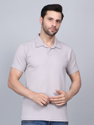 urban trees Self Design Men Polo Neck Pink T-Shirt