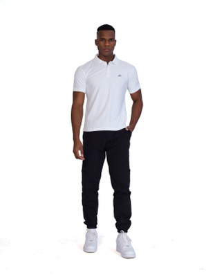 GORELAX Solid Men Polo Neck Black T-Shirt