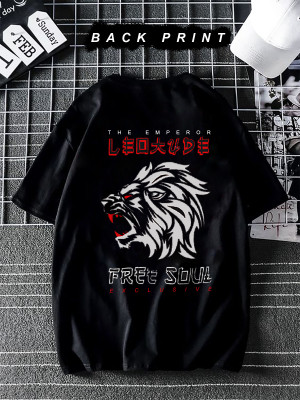 Leotude Printed Men Round Neck Black T-Shirt