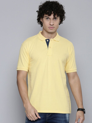 TOIX Solid Men Polo Neck Yellow T-Shirt