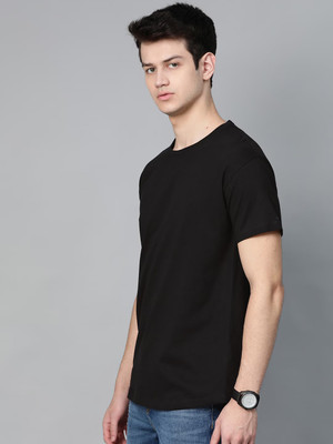 London Crew Solid Men Round Neck Black T-Shirt