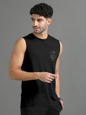 Triptee Printed Men Scoop Neck Black T-Shirt