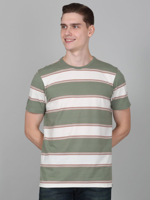 CANTABIL Striped Men Round Neck Green T-Shirt