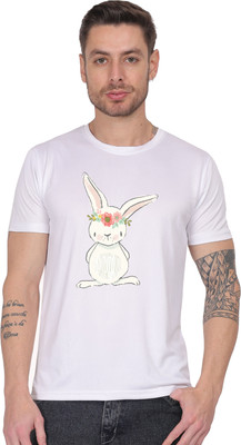 UPTRADE Printed Men Round Neck White T-Shirt