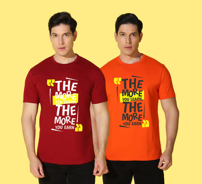 WOOSTRO Printed Men Round Neck Multicolor T-Shirt