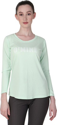O'Mine Typography Women Round Neck Light Blue T-Shirt
