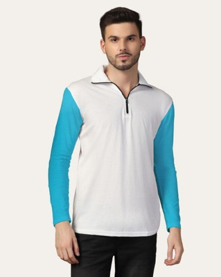 Trendfull Solid Men Polo Neck Light Blue, White T-Shirt