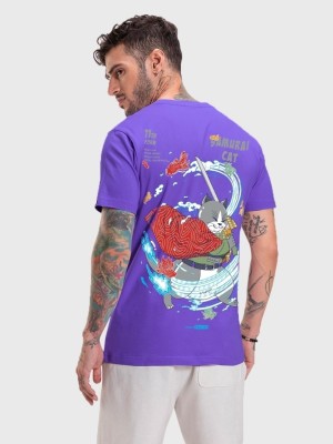 BEWAKOOF Graphic Print Men Round Neck Purple T-Shirt