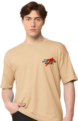 Mr Anime Printed Men Round Neck Brown T-Shirt