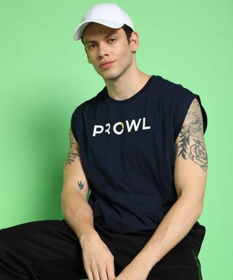 TIGER SHROFF PROWL Printed Men Round Neck Dark Blue T Shirt