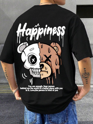 Fabfashion Printed Men Round Neck Black T-Shirt