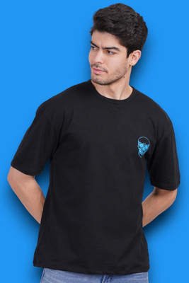 Styvibe Printed Men Round Neck Black T-Shirt