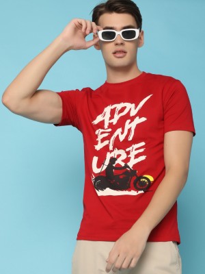 UNLIMITED Printed Men Round Neck Red T-Shirt