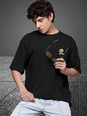 Dark Drive Printed Men Round Neck Black T-Shirt