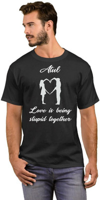 GNS Nationals Graphic Print, Typography Men Round Neck White, Black T-Shirt