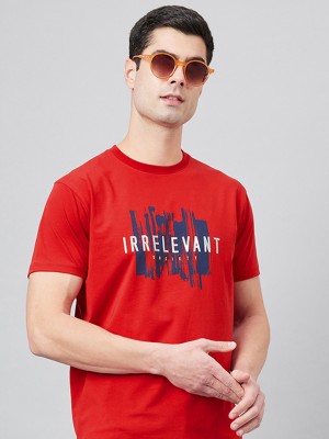 98 Degree North Printed, Typography Men Round Neck Red T-Shirt