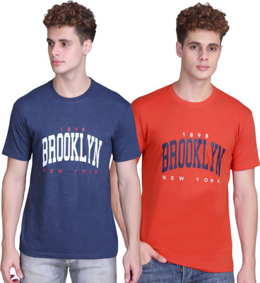 Zeffit Printed Men Round Neck Blue, Multicolor T-Shirt