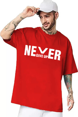 etsun Typography Men Round Neck Red T-Shirt