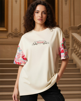 BEWAKOOF Graphic Print Women Round Neck Beige T-Shirt
