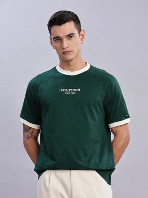 TOMMY HILFIGER Printed Men Crew Neck Green T-Shirt