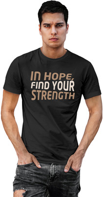 Fighterhero Typography Men Round Neck Grey T-Shirt