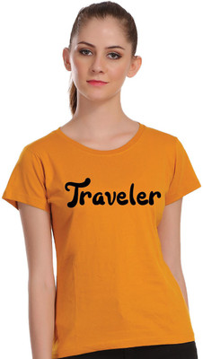 Hadwin Graphic Print Women Round Neck Yellow T-Shirt