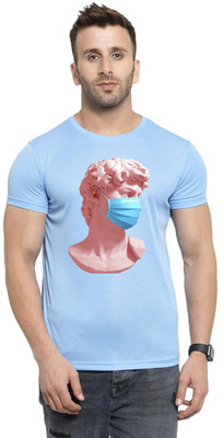 LuvCare Printed Men Round Neck Blue T-Shirt