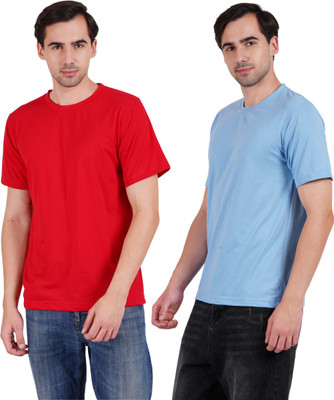 Fusiontees Solid Men Round Neck Multicolor T-Shirt