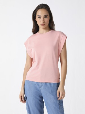 Pepe Jeans Solid Women Round Neck Pink T-Shirt