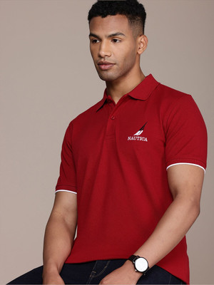 NAUTICA Solid Men Polo Neck Red T-Shirt