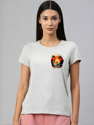 SZN Graphic Print Women Round Neck Grey T-Shirt
