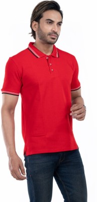 fabdrobe Solid Men Polo Neck Red T-Shirt