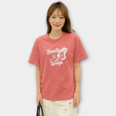 Fluffy Enterprises Printed Women Round Neck Pink T-Shirt