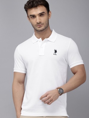 U.S. POLO ASSN. Solid Men Polo Neck White T-Shirt