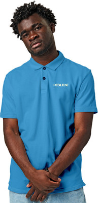 Fighterhero Printed Men Polo Neck Blue T-Shirt