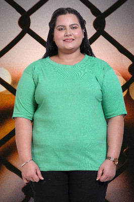 The Unicharm Solid Women Round Neck Dark Green T-Shirt
