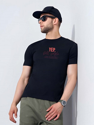 SZN Graphic Print Men Round Neck Black T-Shirt