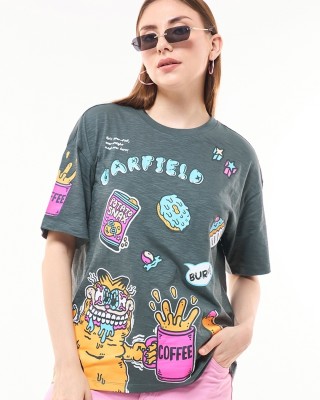 BEWAKOOF Graphic Print Women Round Neck Grey T-Shirt