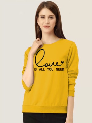 SHINX Typography Women Round Neck Yellow T-Shirt