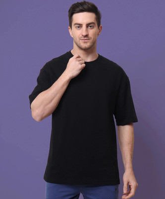 kapdemapde Solid Men Round Neck Black T-Shirt