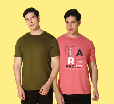 WOOSTRO Printed, Typography Men Round Neck Multicolor T-Shirt