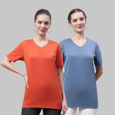 VIMAL JONNEY Solid Women V Neck Multicolor T-Shirt