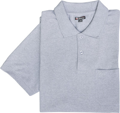 m2hit Self Design Men Polo Neck Grey T-Shirt