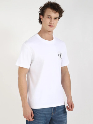 Calvin Klein Jeans Printed Men Round Neck White T-Shirt