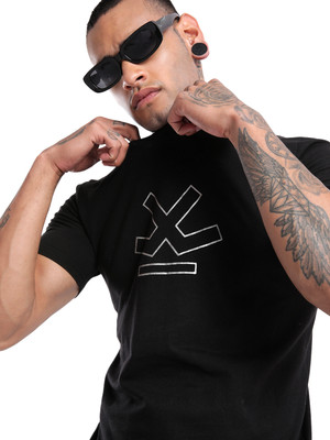 WROGN Printed Men Round Neck Black T-Shirt