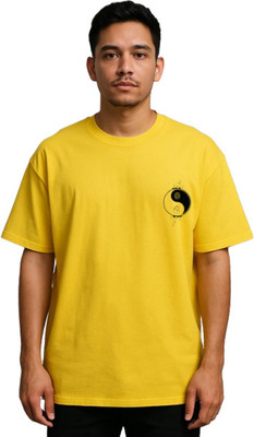Buddy Collection Printed Men Round Neck Yellow T-Shirt