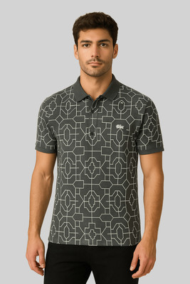 GO BIRDY Printed Men Polo Neck Dark Green T-Shirt